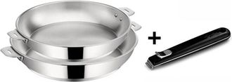 Lagostina Lagostina - set di 2 padelle in acciaio inox 24 e 28 cm + manico - 012138600003