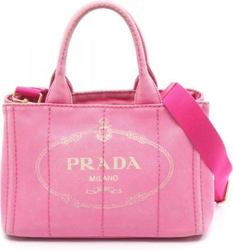 Prada Pink Canvas Tote Bag (Pre-Owned)