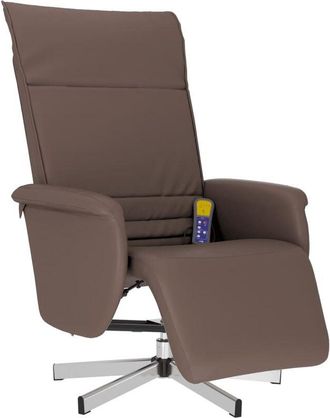 vidaXL Sillón reclinable masaje con reposapiés cuero sintético marrón vidaXL