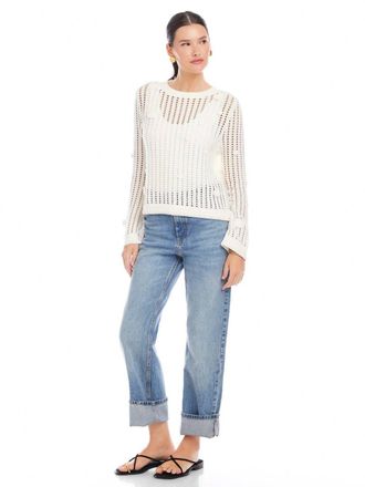 Fifteen Twenty Liv Crochet Sweater In Off White