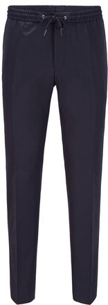 HUGO BOSS Mens Banks Solid Patterned Slim Trousers in Dark Blue - Size 38W/32L