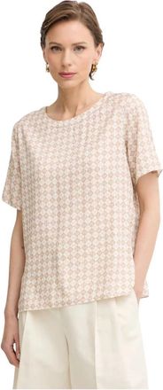 Trussardi Geblokte Viscose Blouse - Dames - Blouses - Beige - XS - Overhemden