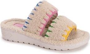 Muk Luks Cloud Ribbed Terry Double Strap Slide Slipper in Tan at Nordstrom Rack, Size X-Large