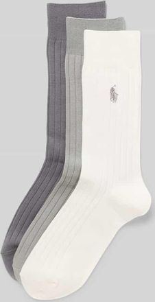 Ralph Lauren Socken mit Label-Stitching im 3er-Pack in Hellgrau, Größe 39-42