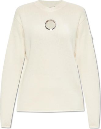 Moncler Rondgebreide trui - Dames - Ronde hals truien - Beige - S - Wol - Truien & Vesten