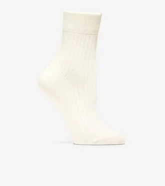 Cole Haan Womens Ribbed Anklet Socks - White