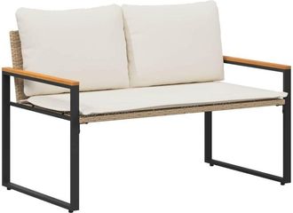 vidaXL Banco Con Coj&iacute;n Beige Y Crema 115 X 65 X 72 Cm Rat&aacute;n Vidaxl