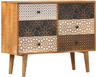 vidaXL Sideboard with Printed Pattern 90x30x70 cm Solid Mango Wood Vidaxl