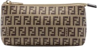 Fendi Pre-owned Canvas Pouch - Dames - Vintage Tassen - Bruin - ONE Size - Vintage