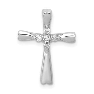 Diamond2Deal 10K Gold 1/6ct. 5-Stone Diamond Cross Chain Slide Pendant