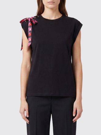 Pucci T-shirt slim fit in misto viscosa con fettucce intrecciate decorative