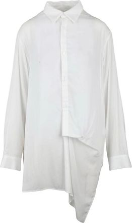 Yohji Yamamoto Overhemden, Dames, Wit, M, Camicia Asimmetrica
