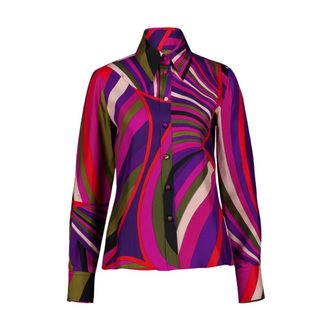 Pucci Shirts, female, Multicolor, S, Iride Print Silk Twill Shirt