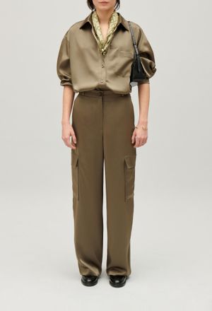 Claudie Pierlot Chemise satin&eacute;e ample kaki