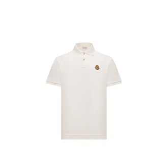 Moncler Moncler Logo Patch Cotton Piquet Polo Shirt, Men, White, Size: 3xl