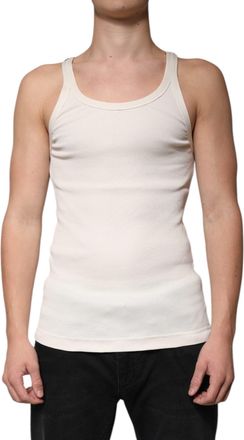 Dolce & Gabbana Mens Off White Cotton Sleeveless Round Neck Tank T-Shirt