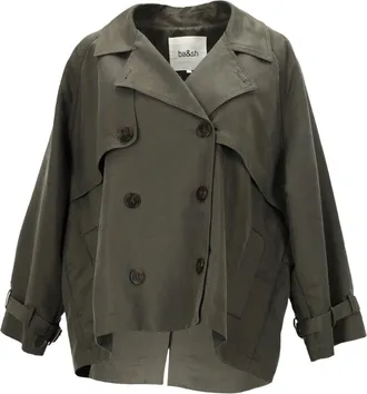 BA&SH Ba & Sh Tea Double-Breasted Twill Jacket In Green Cotton