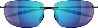 Maui Jim 64mm Oversize PolarizedPlus2 Rectangular Sunglasses in Black at Nordstrom