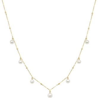 Effy 14K Gold 4mm Freshwater Pearl Station Necklace in White at Nordstrom Rack