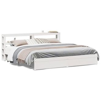 Berkfield Home Bed Frame with Headboard without Mattress White 200x200 cm