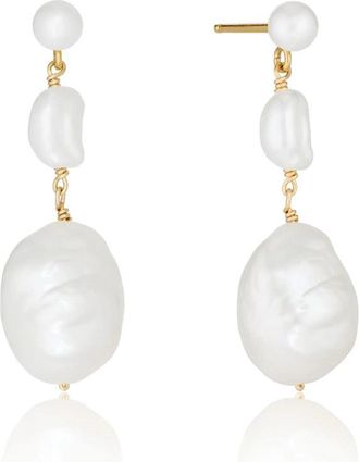 Lily & Roo Gold Multi Baroque Pearl Drop Earrings