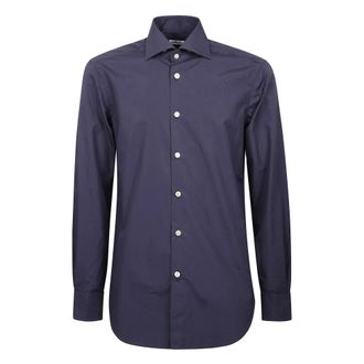 Kiton Overhemden, Heren, Blauw, M, Katoen, Regular Fit Franse Kraag Overhemd
