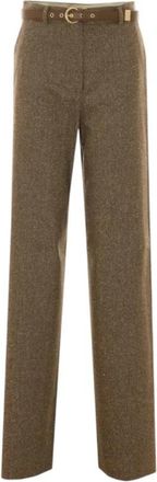Max Mara Rechte broek - Dames - Straight fit broeken - Groen - M - Wol - Broeken