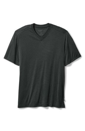 Tommy Bahama Bay Stripe IslandZone V-Neck Performance T-Shirt in Coal at Nordstrom, Size Xxx-Large