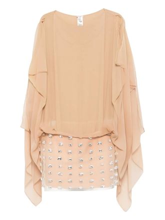 NU&Eacute; Nymph embellished layered mini dress - Neutrals