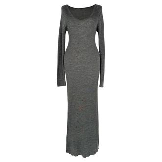 Toteme Ribbed Maxi Dress in Grey Wool