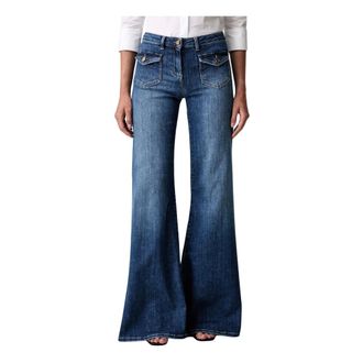 Elisabetta Franchi Dames, Jeans, Blauw, Maat: W26 Katoen