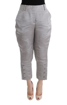 Ermanno Scervino Gray Silk Cropped Casual Womens Pants