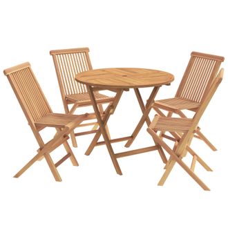 vidaXL Vidaxl Set Bistro Da Giardino Pieghevole Da 5 Pezzi Naturale