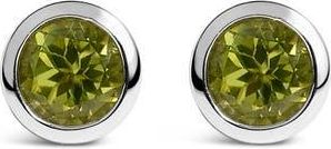 House of Brilliance 925 Sterling Silver 6MM Bezel Set Created Gemstone Solitaire Stud Earrings in Green Peridot at Nordstrom