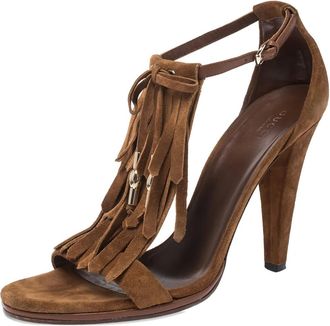 Gucci Sandali con dettaglio a frange 110mm - Marrone