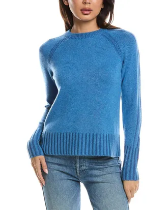 Fort&eacute; Cashmere Plaited Rib Trim Crewneck Cashmere Sweater