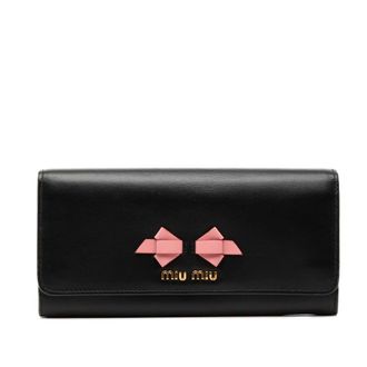 Miu Miu Pre-owned Miu Miu Soft Calf Bow Bifold Long Wallet Ladies Z66U8ZURNH10T0ZQ