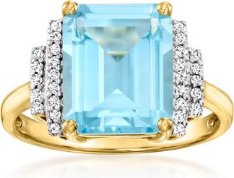 Ross-Simons Sky Blue Topaz Ring With. Diamonds in 14kt Yellow Gold