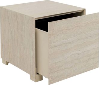 Kare Design Mesa auxiliar travertino con caj&oacute;n 45x45 cm, crema