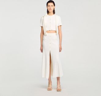Sandro Pointelle knit maxi skirt