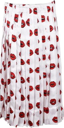 Khaite Pleated Mini Skirt with Lip Print