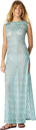 Missoni Long Mesh Cover-up Dress With Zigzag Pattern, Sequins, And Cut-out Detail in Light Blue at Nordstrom, Size 42 It