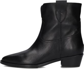 Notre-V Zwarte Su&egrave;de Enkellaarsjes - Dames - Cowboylaarzen - Zwart - 36 EU - Su&egrave;de - Schoenen