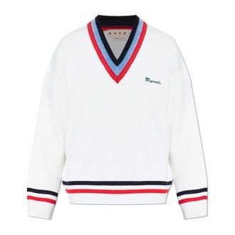 Marni V-neck Knitwear, male, Beige, Size: XL V Neck Sweater