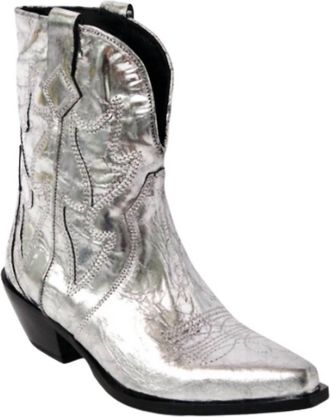 Free People Womens Way Out West Cowboy Boots In Pewter Metallic