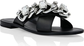 Philipp Plein Leather Sandals Flat Chains