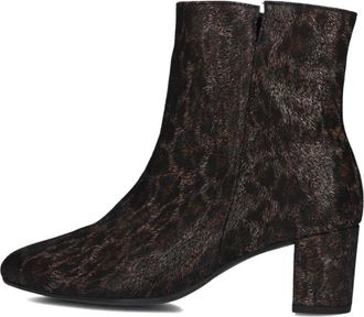 Gabor Luipaardprint Enkellaarsjes - Dames - Laarzen met Hak - Bruin - 38 EU - Leer - Schoenen