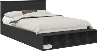 vidaXL Estructura De Cama Negro 150 X 200 Cm Madera De Ingenier&iacute;a Vidaxl
