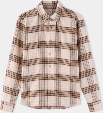 Trendyol MAN Heren Beige Geruit Lang Regular fit Overhemden