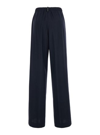 Fabiana Filippi Womens Trousers With Strass Detail, Blue Wool-Blend